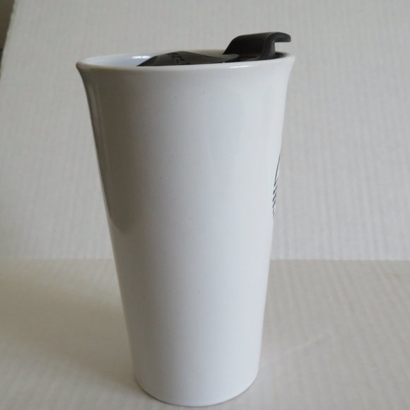 🔥🔥HP🔥🔥 Starbucks White/Black Etched Logo 16oz Ceramic Travel Mug Cup, NWOT - Picture 4 of 11